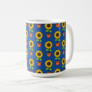 Caneca De Café Planta de girassol em padrão de Pote