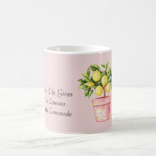 Caneca De Café Planta de Limão Amarelo em Vaso Rosa