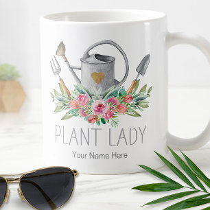 Caneca De Café Planta Lady Boho Watercolor Gardener Humor