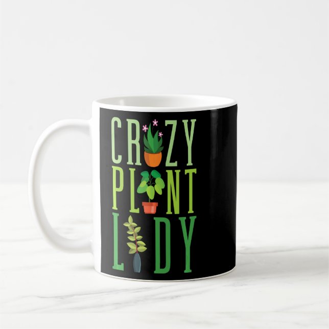 Caneca De Café Planta Louca Lady Funny Gardening Botânico (Esquerda)