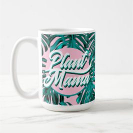 Caneca De Café Planta Mama Turquoise Pink Monstera Jungle Foles