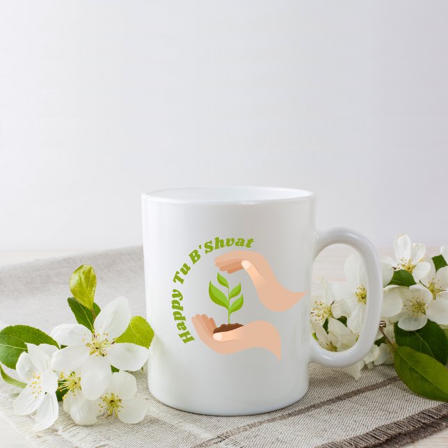 Caneca De Café Planta Verde Feliz Tu B'shvat / Bishvat (Criador carregado)