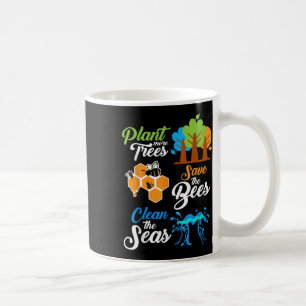Caneca De Café Plantações, Abelhas Salvas, Mar Limpo E Ambiental