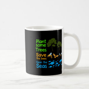 Caneca De Café Plantar Mais Árvores Salva Abelhas Limpando A Natu