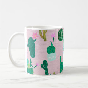 Caneca De Café Plantas Cactos Cactáceas Rústicas Rosa Sudoeste