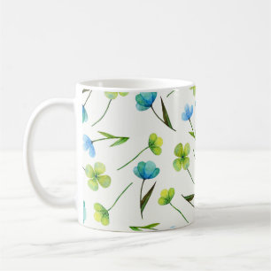 Caneca De Café Plantas De Aquarelas: Padrão Floral Sem Costura.