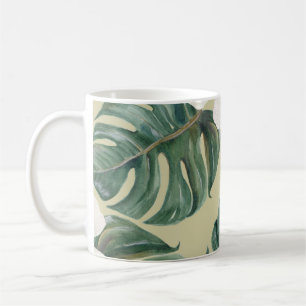 Caneca De Café Plantas de aquarelas tropicais: padrão uniforme.