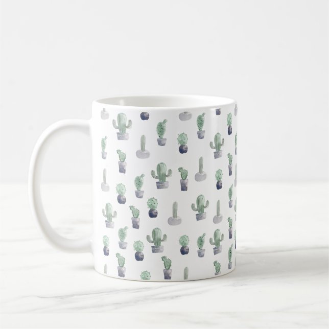 Caneca De Café Plantas De Cactus De Aquarela (Esquerda)