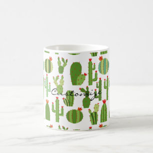 Caneca De Café Plantas De Cactus De Flor Vermelho-Cortadas Thunde
