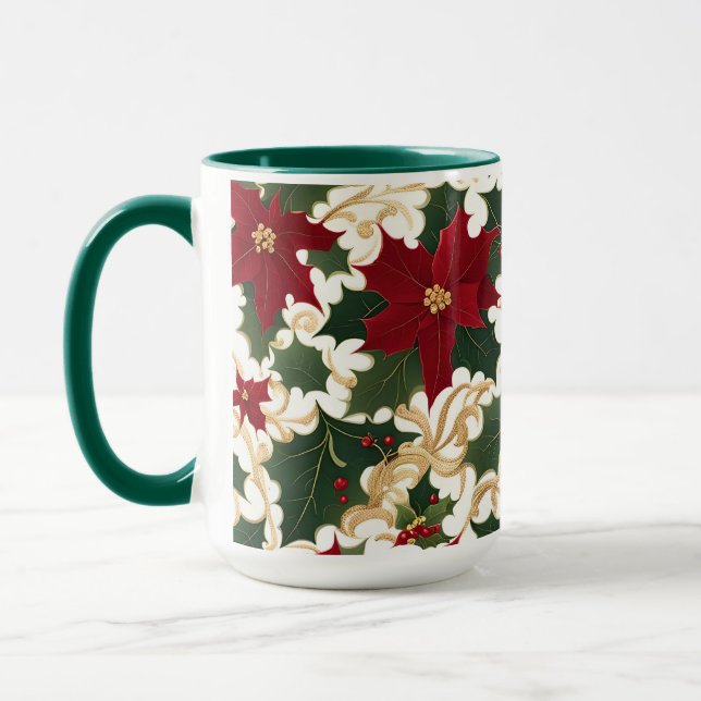 caneca de café plantas de natal em abundância (Esquerda)