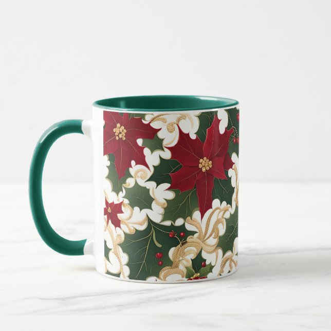caneca de café plantas de natal em abundância (Esquerda)