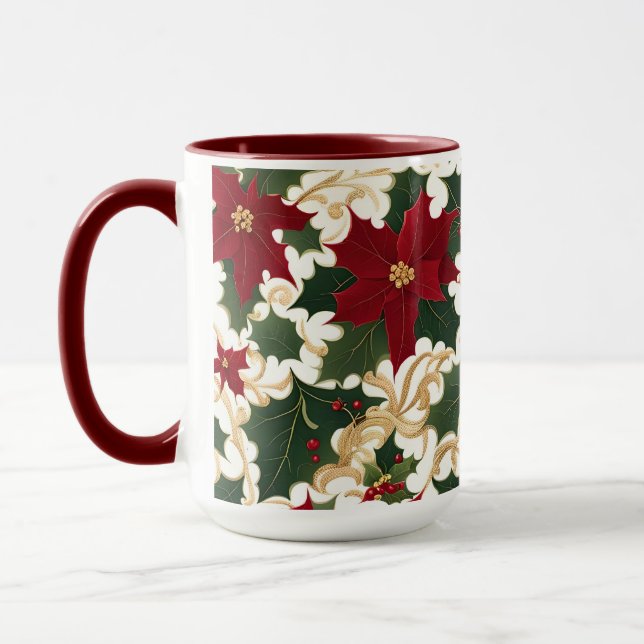 caneca de café plantas de natal em abundância (Esquerda)