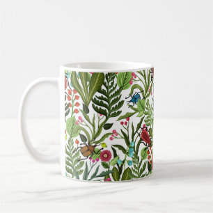 Caneca De Café Plantas decorativas e insetos: Design sem costura.