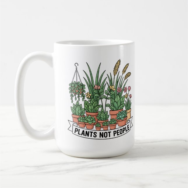 Caneca De Café Plantas Não Pessoas | Roupa engraçada para jardine (Esquerda)