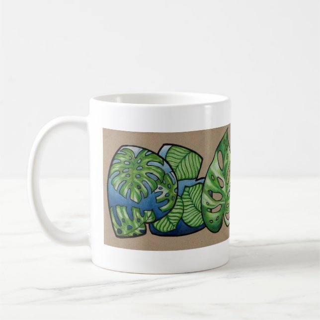 Caneca De Café Plantas Palavras Arte (Esquerda)