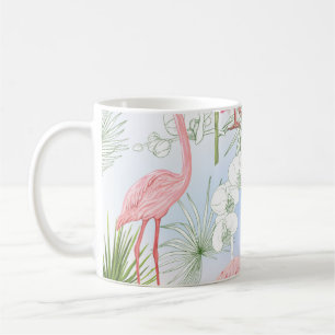 Caneca De Café Plantas tropicais e flores. Padrão sem costura, b