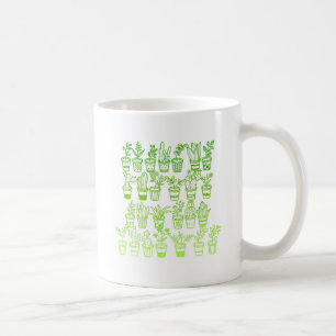 Caneca De Café Plantas verdes fofas em vasos