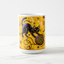 Caneca De Café Playful Cat Yarn Ball
