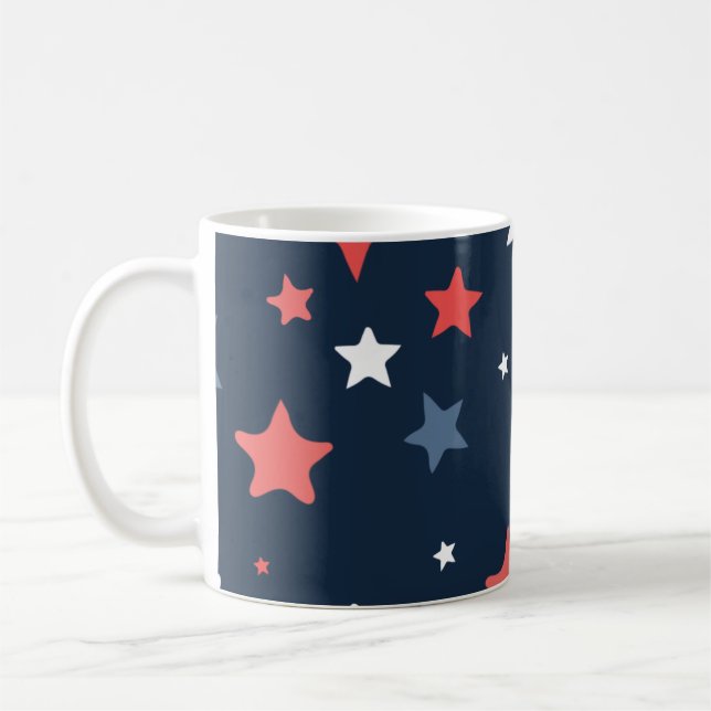 Caneca De Café Playful Red White Blue Star Notebook (Esquerda)