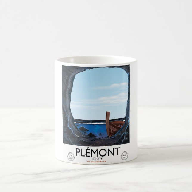 Caneca De Café Plémont Caves, Jersey viagens vintage (Centro)