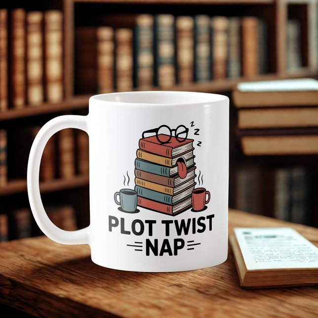 Caneca De Café Plot Twist Nap | Funny Book Lover Design   (Criador carregado)