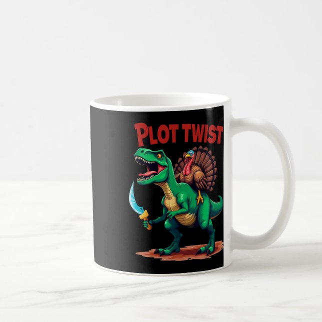 Caneca De Café Plot Twist Turkey Riding Dinosaur T-rex Funny Than (Direita)