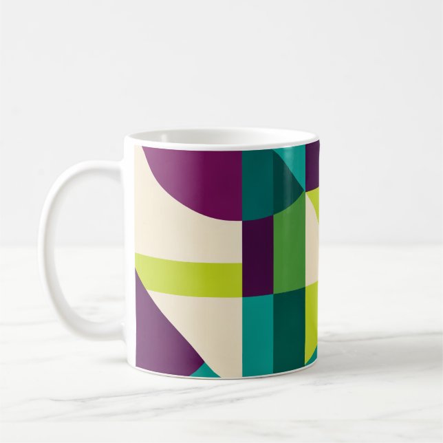 Caneca De Café Plum Teal Geometric Abstract (Esquerda)