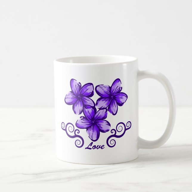Caneca De Café Plumeria de Havaí do amor (Direita)