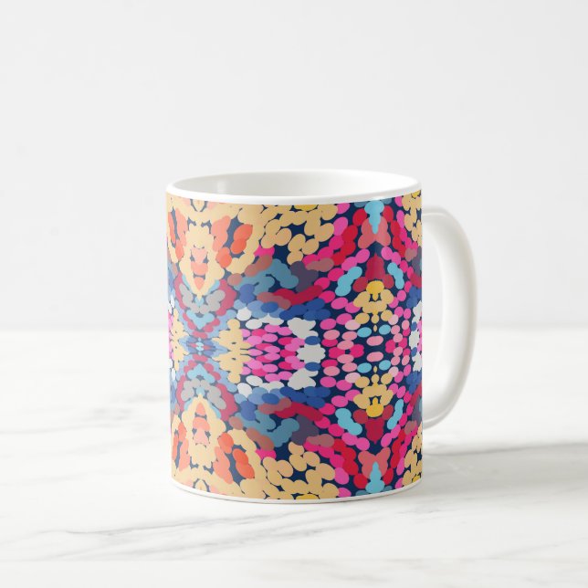 Caneca De Café Plumeria Tropical Flores Apontadas Padrão de Azule (Frente Esquerda)