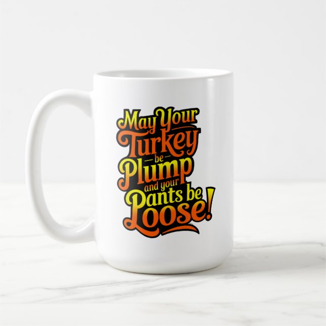 Caneca De Café Plump Turkey, Cartoon Farmer Turkey, Mug (Esquerda)
