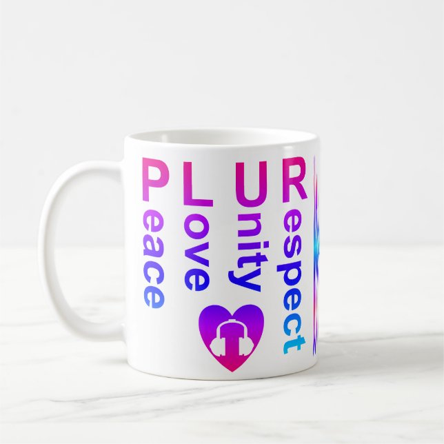 Caneca De Café PLUR (Paz Amor Unity Respeito) (Esquerda)
