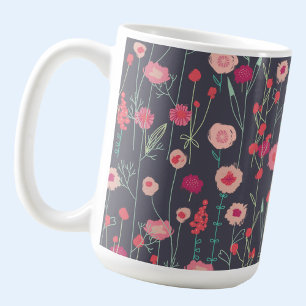 Caneca De Café Plymouth Flowers Dark Boho Floral Pintura