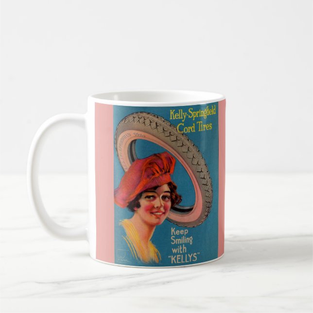 Caneca De Café Pneus Kelly Springfield 1918 e Continue sorrindo (Esquerda)