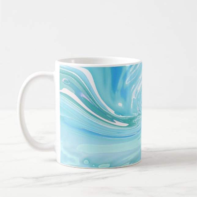 Caneca De Café Pó de acrílico de Abstrato azul de praia (Esquerda)