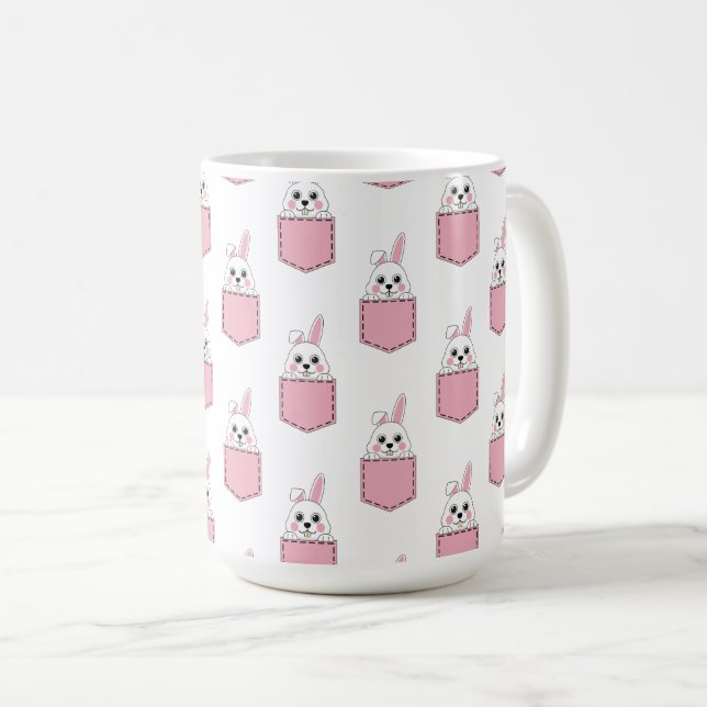 Caneca De Café Pocket Pet Bunny Pattern (Frente Esquerda)