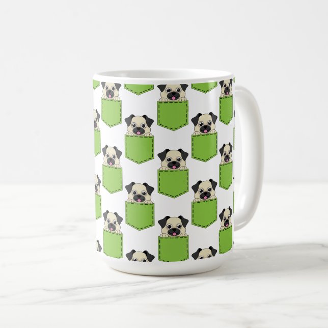 Caneca De Café Pocket Pet Dog Patterno (Frente Esquerda)