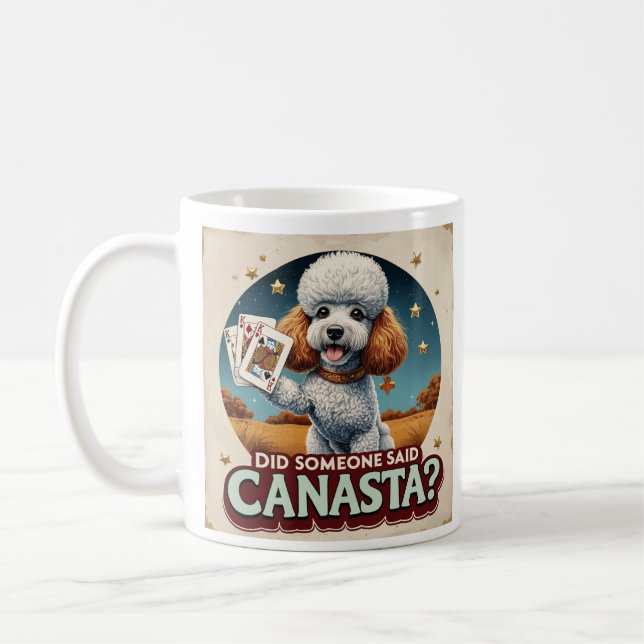 Caneca De Café Poddle adora jogo de canastra  (Esquerda)