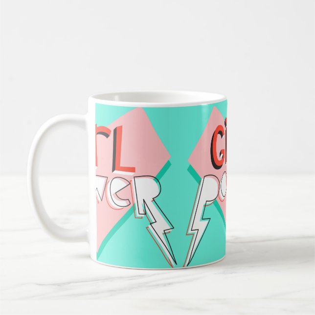 Caneca De Café Poder feminino. Design bonito com slogan gráfico b (Esquerda)