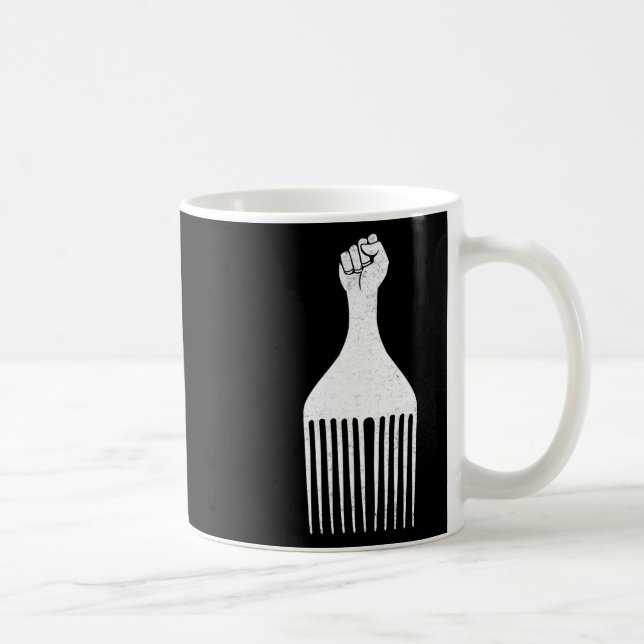 Caneca De Café Poder Negro Punho Erguido Afro Pente História Negr (Direita)