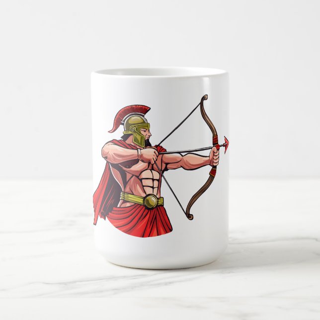 Caneca De Café Poderoso guerreiro antigo segurando arco e flecha  (Centro)
