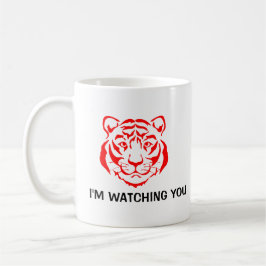 Caneca De Café Poderoso Tiger Face Vermelho Imagem Vermelha Engra