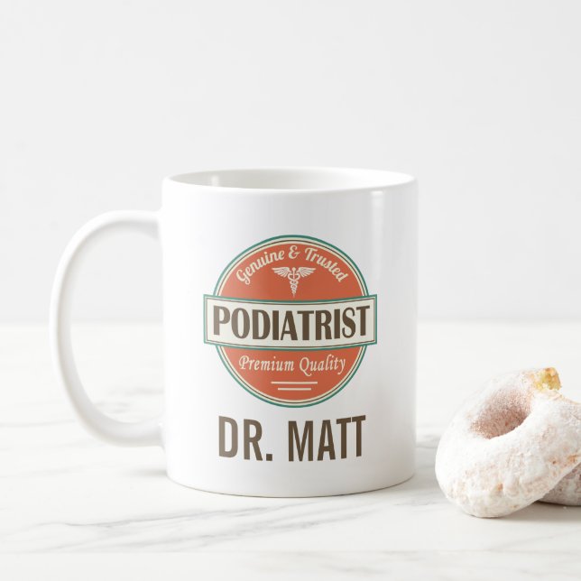 Caneca De Café Podiatra Foot Doutor Temia Presente Personalizado (Com Donut)