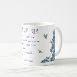 Caneca De Café Poem Rabbit Crow Vintage, do Rustic Blue Gardener