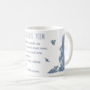 Caneca De Café Poem Rabbit Crow Vintage, do Rustic Blue Gardener
