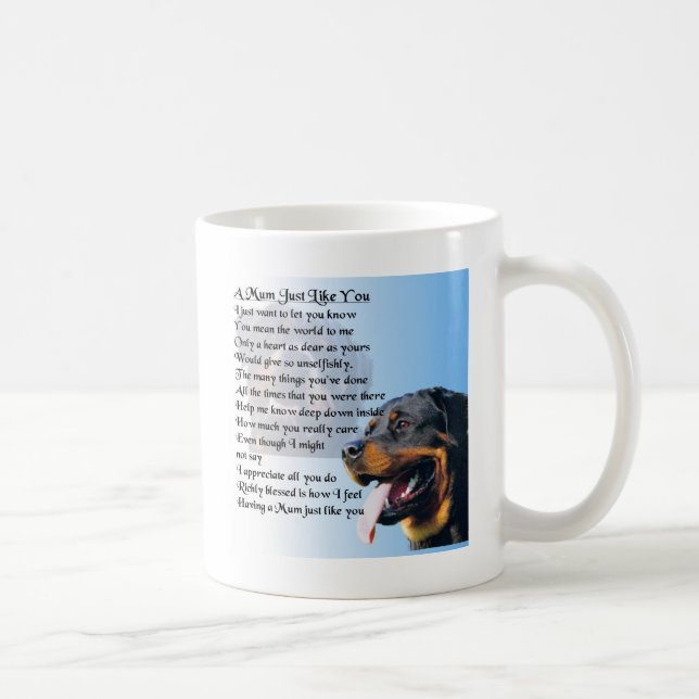 Caneca De Café Poema da mãe - design de Rottweiler (Direita)
