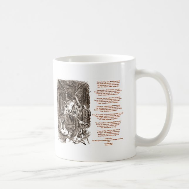 Caneca De Café Poema de Jabberwocky por Lewis Carroll (Direita)