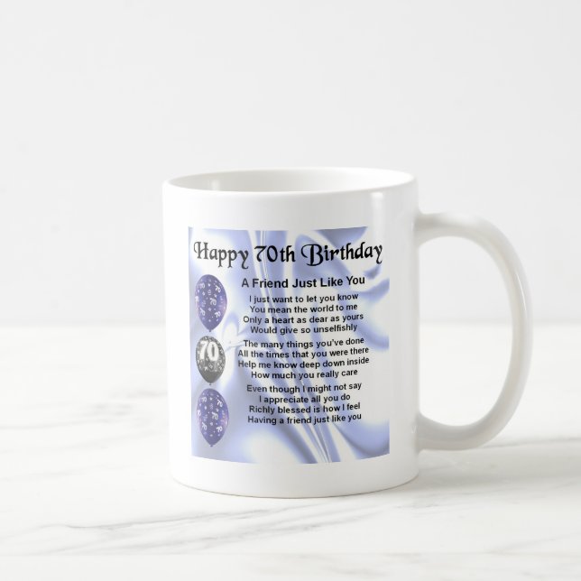 Caneca De Café Poema do amigo - aniversário do 70 (Direita)