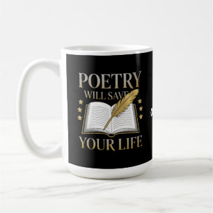 Caneca De Café Poesia salvará sua vida Poeta e Literatura Engraça