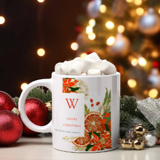Caneca De Café Poinsetta de Natal & Folhagens