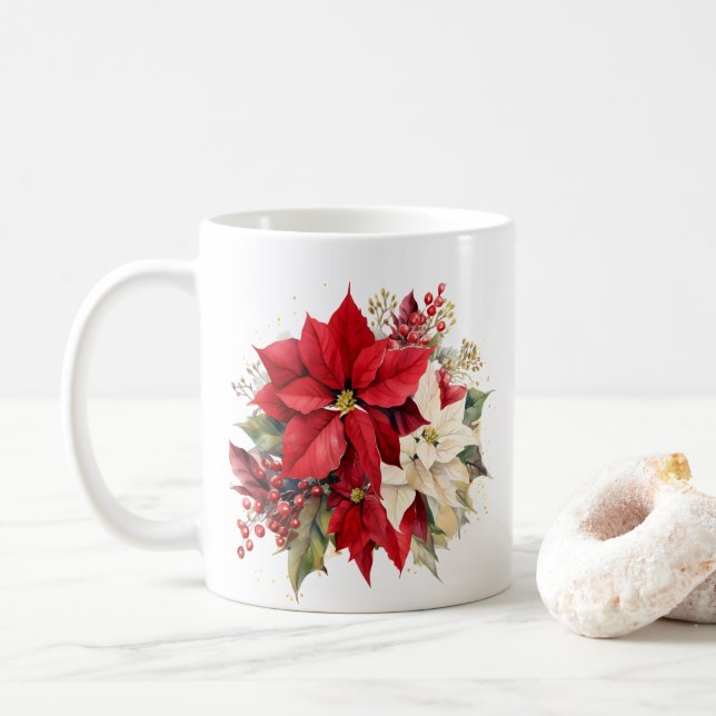 Caneca De Café Poinsettia Café Mug (Com Donut)